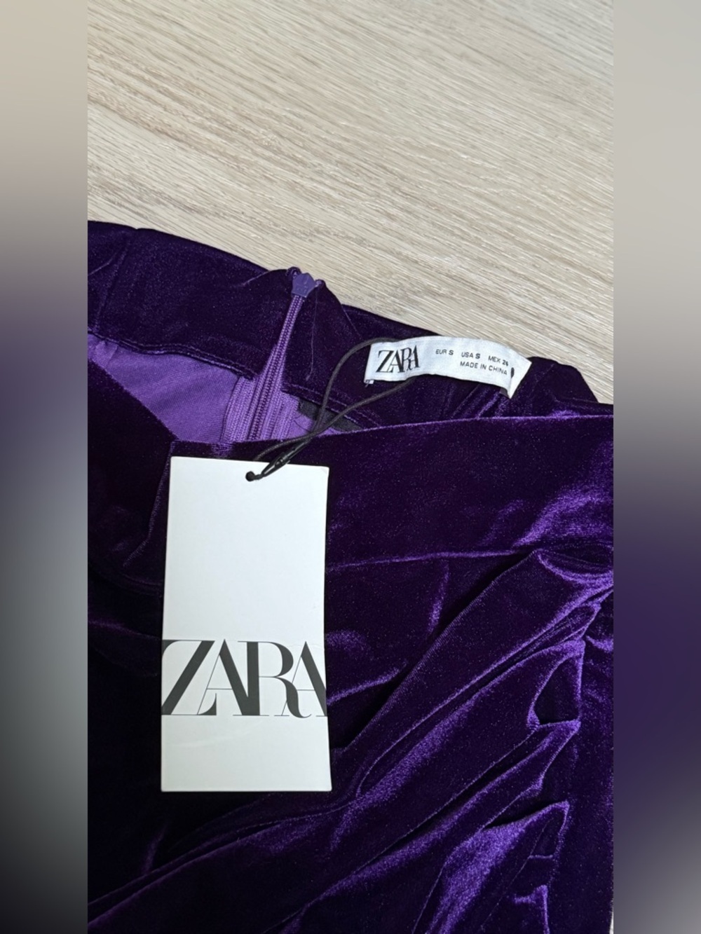 ZARA Deep Purple Velvet Maxi Skirt with Draped Wrap Detail - Picture 3 of 5